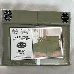 Olive Green 6-Piece Bedsheet Set
